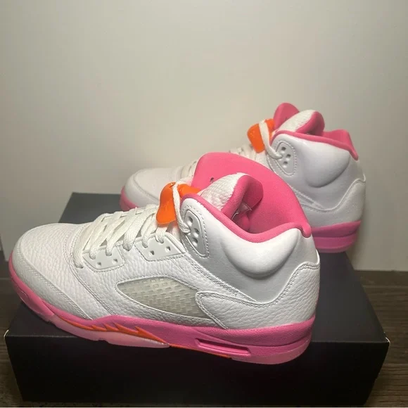 Nike White and Pink Air Jordan 5 Sneakers 6.5Y - Picture 8 of 11